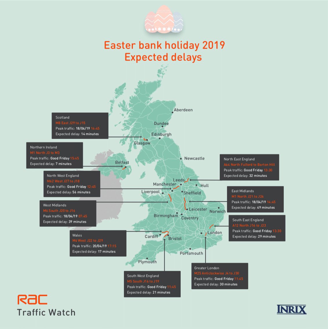 RAC and INRIX predicts Easter getaway traffic